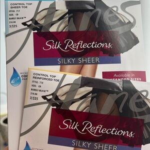 Silk Reflections Silky Sheer Control Top Hosiery - Black